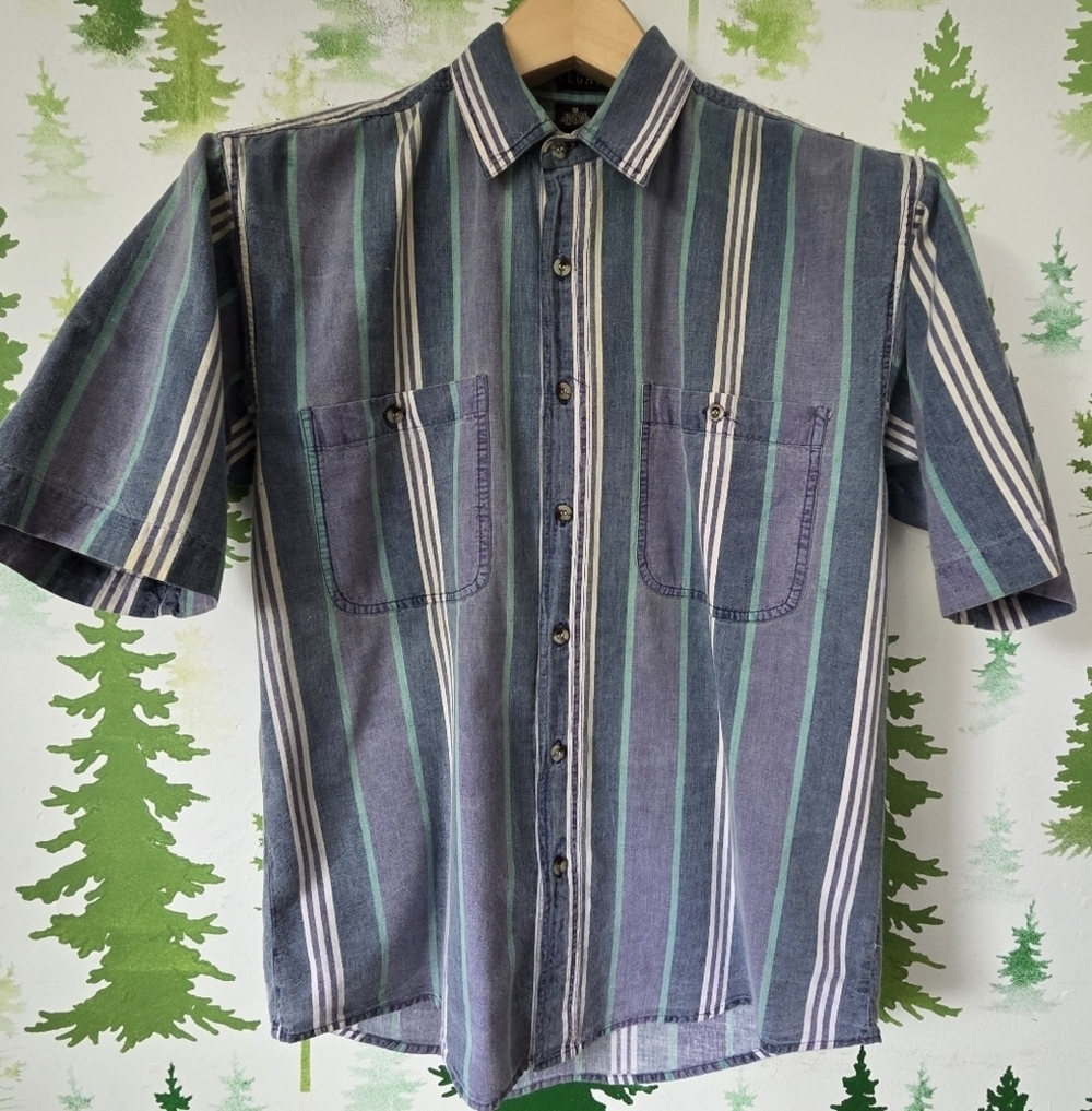 Legacy Blue and Green Striped Casual Shirt